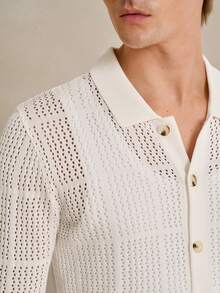 Manfinity CityGents Áo khoác cardigan nam kiểu dáng thường ngày, đơn giản, màu trơn, chất liệu dệt kim pointelle, cài nút, thích hợp cho kỳ nghỉ, áo cardigan nam mùa thu, trang phục nghỉ dưỡng nam, áo khoác len nam, áo sơ mi móc nam, áo khoác len nam, áo sơ mi dệt kim mở cúc. - Nhiều màu - Xem 2