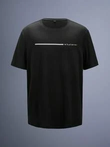 Driftmere 三件装男士标语印花短袖T恤，舒适透气，适合夏季和春夏季节穿着，男士运动T恤，舒适柔软，适合日常运动休闲、运动休闲风格和运动时尚。 - 彩色 - 查看 8