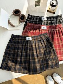 Comfortcana Quần short kẻ caro dáng rộng, thoải mái, nhiều chiếc - Nhiều màu - Xem 6