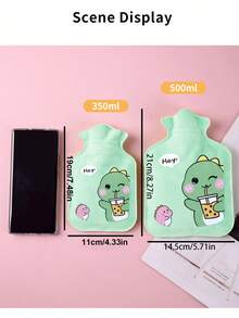 1pc Cartoon Hot Water Bottle, Inflatable Anti-Explosion Anti-Leak Flocked Warm Hand Warmer, Fill With Water To Warm Up Belly, Cute Design