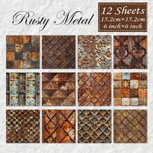12张6英寸x6英寸复古图案纸，做旧大马士革纹，仿古纸张，装饰剪贴簿纸，非常适合制作卡片、手账、相册、照片、信封等，节日装饰，多种颜色图案纸套装，装饰工艺纸，适合青少年、女孩、成人、朋友、情侣、学校用品、返校季使用 - 彩色 - 查看 6