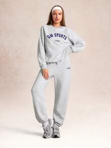 GLOWMODE Everyday Fleece Cozy Motion Ultra-Soft Warm Loose Fit Crew Neck Graphic Pullover Sweatshirt Daily Casual Outdoors Gym Studio Winter Wear - Grey - View 8