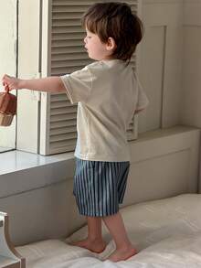 DAZY 2pcs/Set Baby Boys' Casual Round Neck T-Shirt And Shorts Pajamas Set Summer - Apricot - View 12