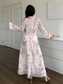 DAZY 2pcs/Set Women's Ditsy Floral Shirt Top And Dress Suit, Suitable For Spring, Summer, Valentine's Day - Pink - View 3