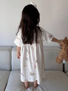 DAZY Infant/Toddler Girls' Cartoon All-Over Print Crew Neck Long Sleeve Pajamas - White - View 2