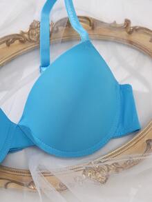 DesireSculpt 1pc Women's Minimalist Solid Color Underwire Bra - Baby Blue - View 4