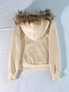 Glimmora Ny damtröja med dragkedja, grå långärmad jacka - Aprikos - Visa 2