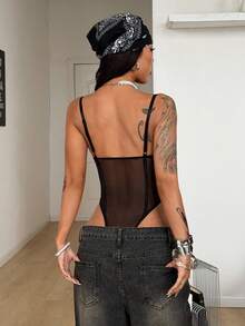 Coolane 女士夏季音乐节俱乐部性感Y2K音乐节蕾丝黑色修身连体衣