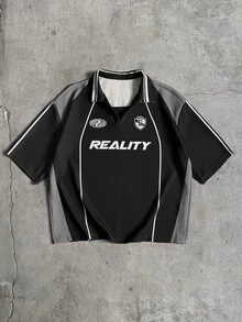 AXEPEAK Men's Casual Printed Short Sleeve Polo Shirt - Black - View 1