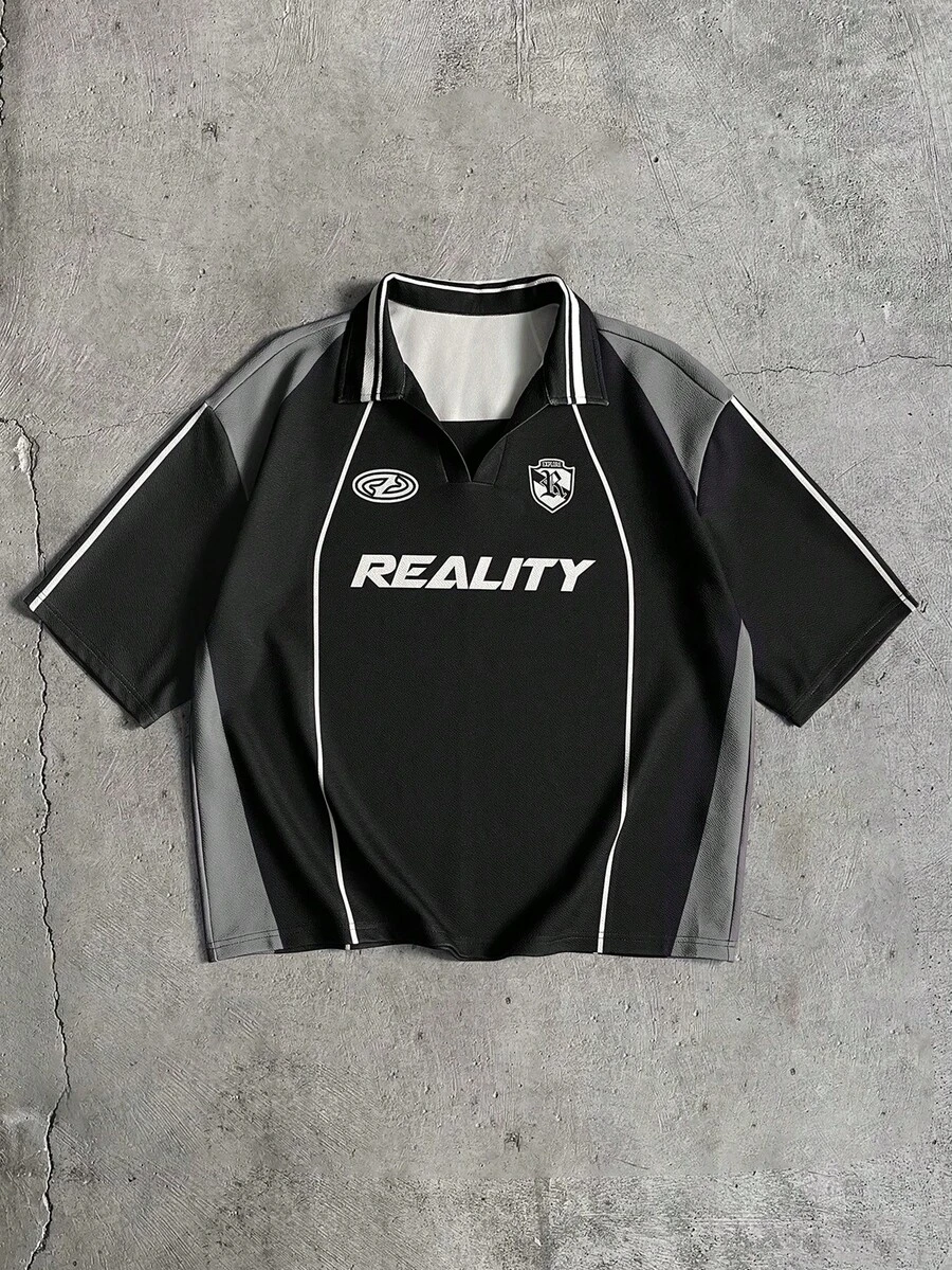 AXEPEAK Men's Casual Printed Short Sleeve Polo Shirt - Black - View 1