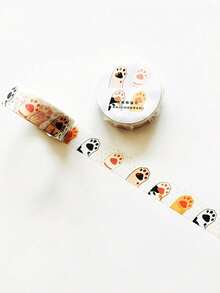 1 pieza Cinta Washi con diseño de gato lindo de 15mm*5m, cinta adhesiva de papel con dibujos animados para decoración de álbumes y diarios - Albaricoque - Ver 15