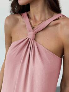 Aloruh 杏色女士吊带A字连衣裙，适合春夏度假穿着 - 淺粉色 - 查看 6