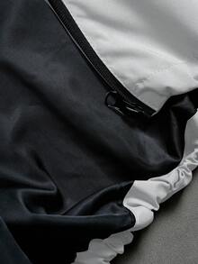 Manfinity Homme 宽松男士长袖双色字母印花抽绳连帽户外防风夹克，秋季款