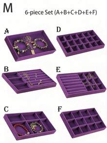 Jewelry Tray Organizer, Jewelry Necklace Earring Ring Display Storage Box, Stackable Jewelry Holder Case Makeup Cosmetic Organizer For Earrings Necklace Rings Bracelets Pendants Pearl - Purple - View 30