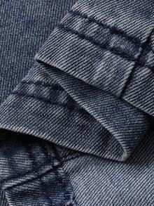 DAZY Toddler Boys' Round Neck Five-Pointed Star Korean Style Washed Denim Streetwear - Blue - View 3