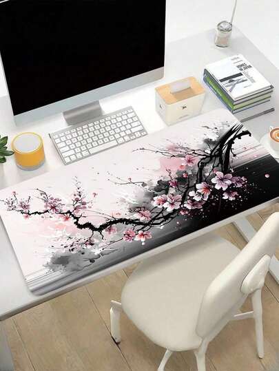 1 件可爱樱花艺术印花动漫风景鼠标垫，橡胶鼠标垫，通用键盘鼠标垫，适用于电脑，桌面垫，地垫，送给男朋友/女朋友的礼物，游戏鼠标垫。