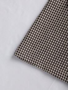 Franclia 大码梭织翻领泡泡袖收腰A字格纹西装外套 - 卡其色 - 查看 5