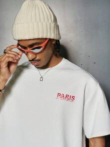 PAVTROS Men's Letter Print Round Neck Casual Loose T-Shirt - White - View 2