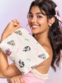 FanGlow THE POWERPUFF GIRLS X SHEIN Sweet Cute Blossom, Bubbles, Buttercup Pattern Portable Makeup Bag, Coin Wallet, Travel Bag - Multicolor - View 8
