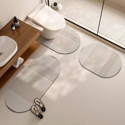 3 قطع/1 مجموعة سجادة أرضية امتصاصية عالية للحمام مانعة للانزلاق، سجادة أرضية للحمام على شكل حرف U، سجادة حمام من الديتوميت سريعة الجفاف ناعمة، سجادة للحمام والدش والباب الخارجي، ديكور منزلي، ديكورات حمام، اكسسوارات حمام، عودة إلى المدرسة