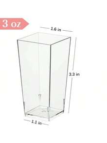 60/50/40/30/20个装 3盎司/90毫升方形迷你甜点杯，透明塑料派对零食碗，适合生日和婚礼派对 - 無色 - 查看 2