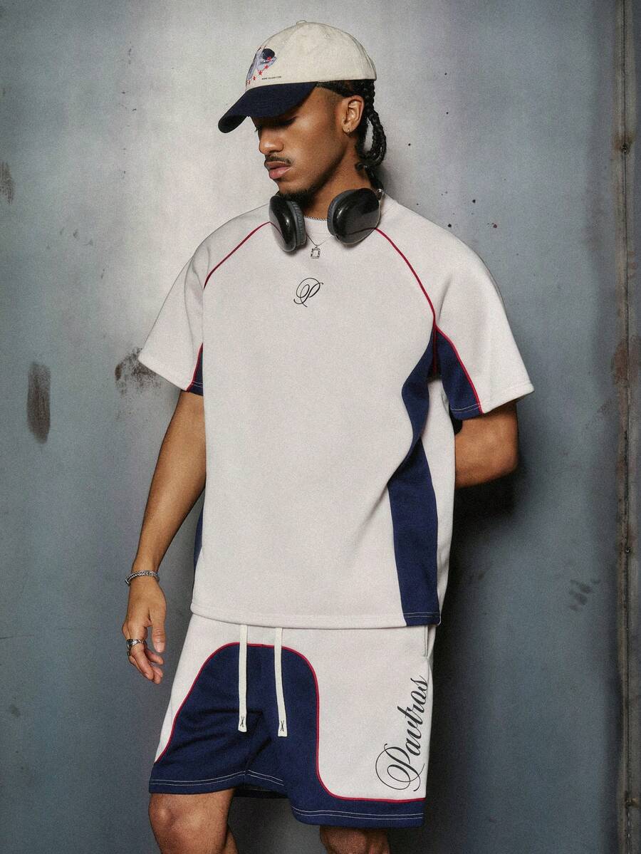 Bộ đồ thể thao nam PAVTROS Manfinity Streetrush 2 món gồm áo thun và quần short phối màu, áo thun cổ tròn, quần short dệt kim cạp chun có dây rút, áo nỉ và quần nỉ, màu xanh năng động, thiết kế phối màu tối giản và sọc tương phản, logo thương hiệu tinh tế, trẻ trung, năng động, thường ngày, thích hợp cho học sinh, giải trí, ngoài trời, tập gym, quà tặng ngày lễ, quà tặng bạn trai, phong cách thể thao thường ngày mới. - Nhiều màu - Xem 1