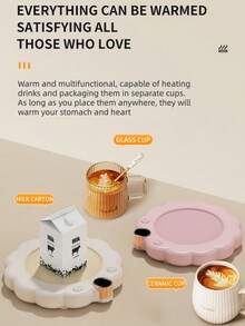 Teckwe European Standard Flower Shaped Constant Temperature Coaster, Anti Dry Burning, Adjustable Temperature, Electric Heating Coaster, Digital Display, Intelligent - EU C Type Plug(220-240V) - View 3