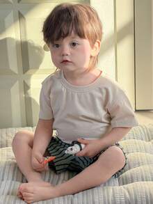 DAZY 2pcs/Set Baby Boys' Casual Round Neck T-Shirt And Shorts Pajamas Set Summer - Apricot - View 10