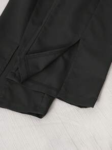 SHEIN 2件套女童撞色蝴蝶结长袖上衣和裤子套装，适合春秋季穿着 - 黑色 - 查看 4