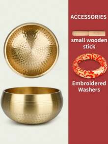 1pc Handcrafted Singing Bowl, Designed For Yoga, Meditation, And Healing, Perfect For Mindfulness Practice And Chakra Balancing. - Multicolor - View 7