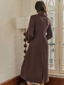 Dazy-Less Spring/Summer Formal Dress, Elegant Old Money Style Waist Cinched Long Dress For Wedding, Party, Banquet Business Casual Woman Sundress - Brown - View 2