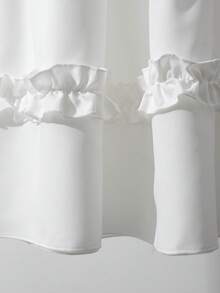 Girls' White Umbrella Skirt With Voluminous Hem, Long Length, Minimalist Japanese Style, Elegant Ruffled Hem, Versatile A-Line Skirt - White - View 4