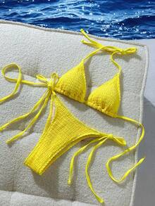 Swim Mod Women's Random Print Swimsuits (Copyright Purchased) - Yellow - View 2