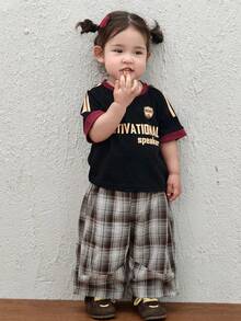 DAZY Toddler Girls' Loose Casual Plaid Pants, Versatile For All Seasons - Dark Green - View 7