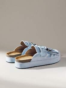 Solecia Giày bệt nữ kiểu dáng thường ngày, có tua rua trang trí, đa năng và thời trang. - Nước đá - Xem 4