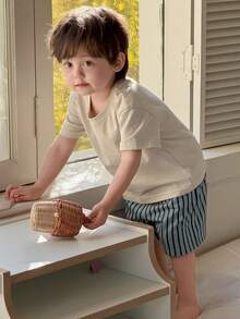 DAZY 2pcs/Set Baby Boys' Casual Round Neck T-Shirt And Shorts Pajamas Set Summer - Apricot - View 5