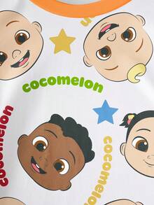 CoComelon X SHEIN Baby Boy Cartoon Figure Graphic Short Sleeve Top - White - View 4