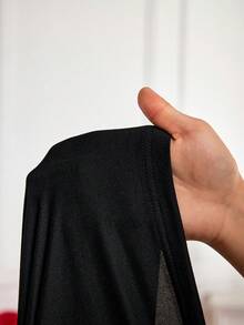 SHEIN CURVE+ CURVE PLUS /Valentine's Day/Plus Size Comfortable Stretchy Long Short Sleeve Black Casual Dress, Versatile For Summer