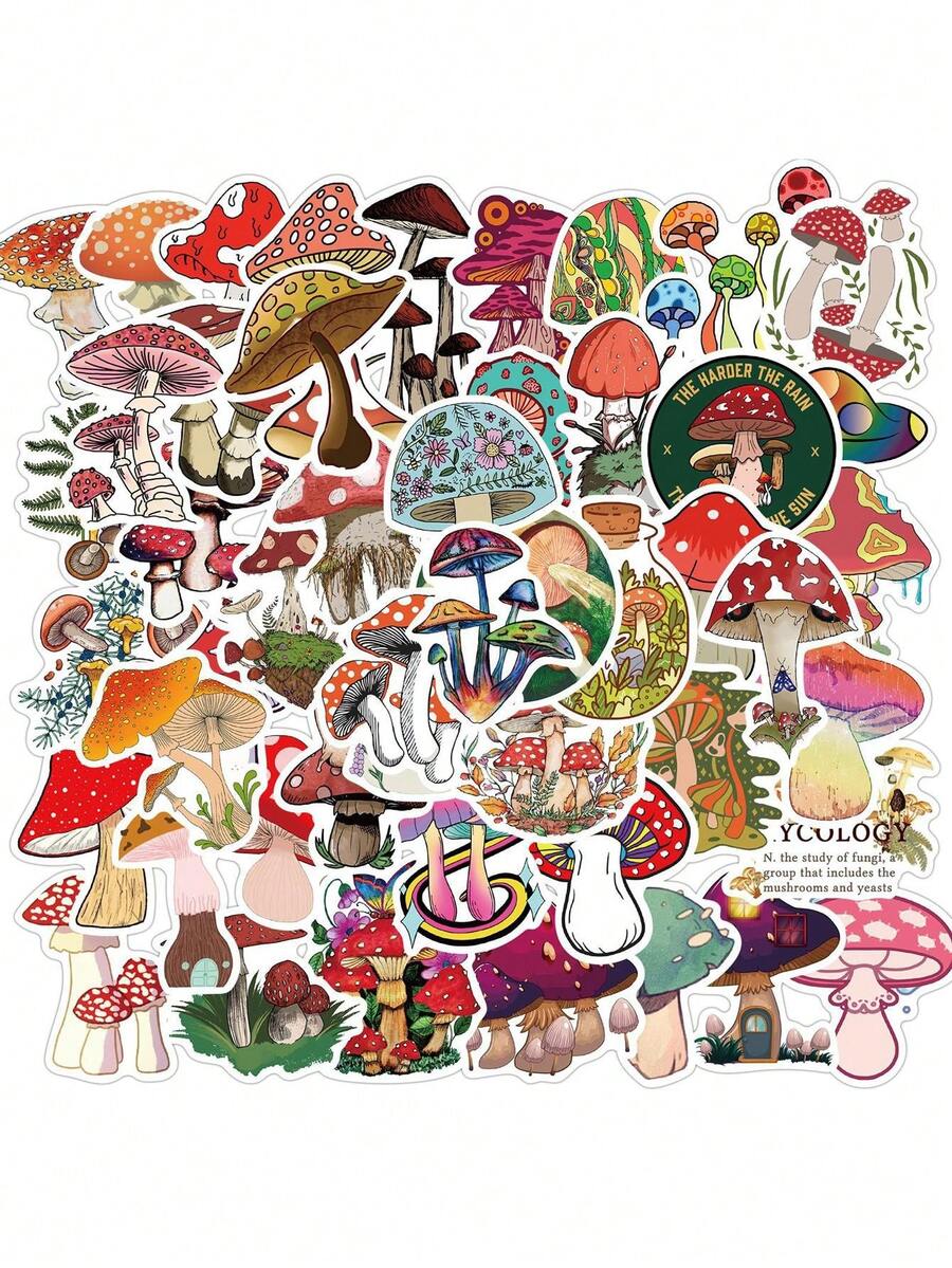 Mushroom Pattern Sticker Back To School - Multicolor - View 1