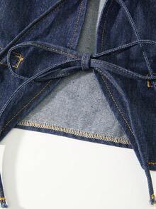 GlowEve Women's Casual Minimalist Tie-Up Denim Vest