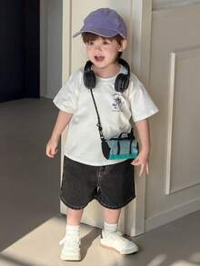 DAZY Baby Boys' Loose Korean Style Pocket Washed Denim Shorts Summer - Black - View 3