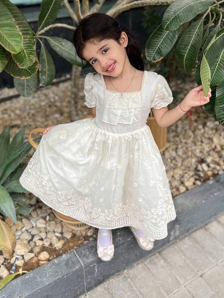 Girls Embroidery Decorative Dress, Young Girl Fall Outfits,Back To School Clothes