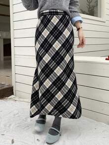 DAZY Chân váy xếp ly chữ A dáng thường ngày dành cho nữ, thích hợp cho mùa Thu/Đông. - Xám - Xem 2