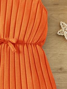 SHEIN Baby Girl Cute Loose Casual Comfortable Romper, Summer - Orange - View 4