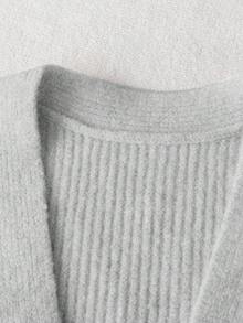 Franclia 全新独特法式设计小众优雅百搭时尚女式开衫 - 淺灰色 - 查看 4