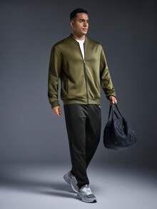 Driftmere 男士两件套鸟类图案印花飞行员夹克和慢跑裤套装，适合春秋季休闲户外穿着 - 彩色 - 查看 1