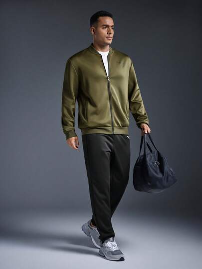 Driftmere 男士两件套鸟类图案印花飞行员夹克和慢跑裤套装，适合春秋季休闲户外穿着