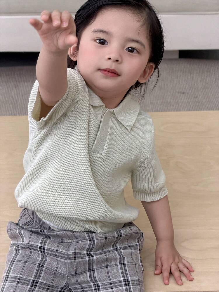 Camiseta de manga corta con cuello polo de estilo casual y urbano para niños pequeños, primavera/otoño