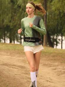 SHEIN In My Nature Women's Ombre Round Neck Casual Versatile Outdoor Long Sleeve T-Shirt - Multicolor - View 7