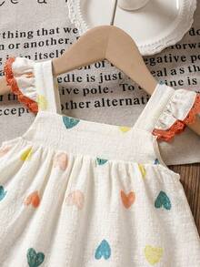 LMoss Kids 女婴碎花荷叶边领休闲上衣和短裤两件套 - 粉色 - 查看 5